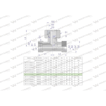 Trójnik hydrauliczny symetryczny metryczny BAB M26x1.5 18L (XEVT) Waryński