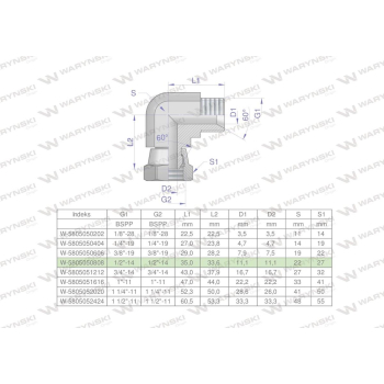 Kolanko hydrauliczne calowe AB 1/2" BSP Waryński