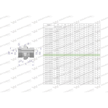 Przyłączka hydrauliczna BB  M18x1.5 12L x 1/2" BSP ED Waryński