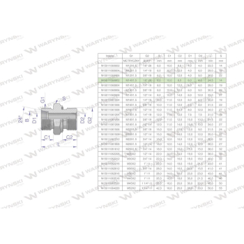 Przyłączka hydrauliczna BB  M14x1.5 08L x 1/8" BSP ED Waryński