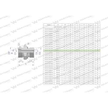 Przyłączka hydrauliczna BB  M18x1.5 12L x 1/4" BSP ED Waryński