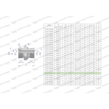 Przyłączka hydrauliczna BB  M30x2 22L x 1" BSP ED Waryński