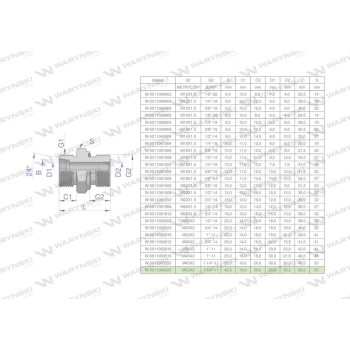 Przyłączka hydrauliczna BB (XGE) M52x2 42L x 1 1/4" BSP ED Waryński