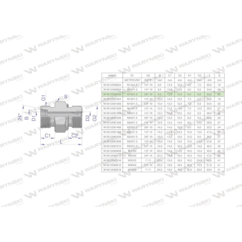 Przyłączka hydrauliczna  BB M16x1.5 08S x 3/8" BSP ED Waryński