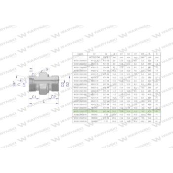 Przyłączka hydrauliczna  BB M30x2 20S x 3/4" BSP ED Waryński