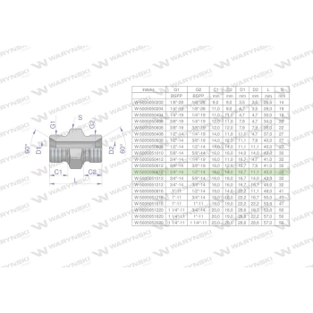 Złączka hydrauliczna redukcyjna calowa BB 1/2" x 3/4" BSP Waryński