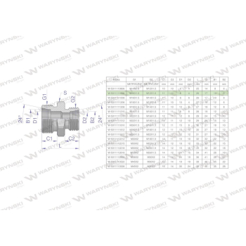 Złączka hydrauliczna redukcyjna metryczna BB M16x1.5 10L / M12x1.5 06L  Waryński