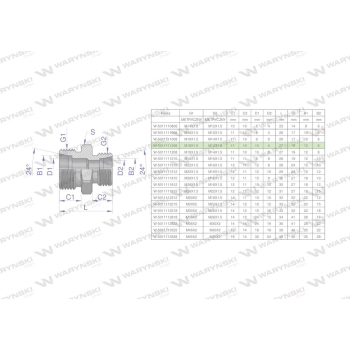 Złączka hydrauliczna redukcyjna metryczna BB M18x1.5 12L / M12x1.5 06L  Waryński