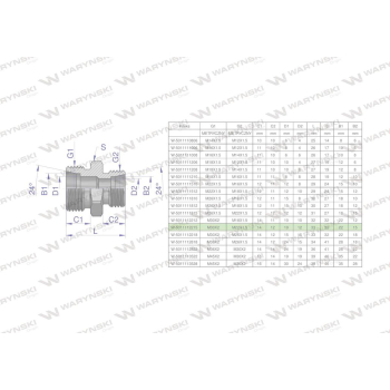 Złączka hydrauliczna redukcyjna metryczna BB M30x2 22L / M22x1.5 15L (XG) Waryński