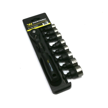 Zestaw L nasadek 3/8 15 16 17 18 19 20 22 24 mm z grzechotką Waryński-102191