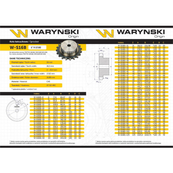 Koło zębate hartowane z kołnierzem 16B-1 (R1 1) Z-14 Waryński-102549