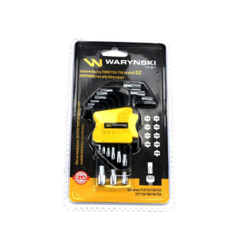 Zestaw kluczy TORX T10-T50 ze stali S2 9el w uchwycie Waryński-102635