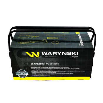 Zestaw narzędzi nasadek i kluczy w metalowej skrzynce Waryński-102714