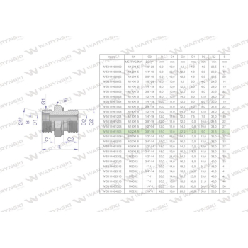 Przyłączka hydrauliczna BB  M22x1.5 15L x 3/8