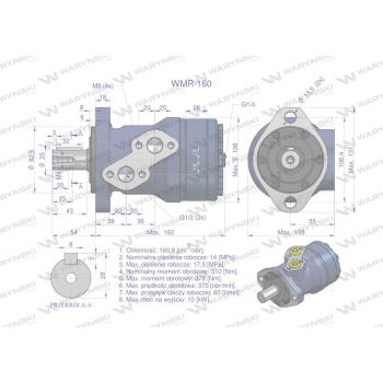 Silnik hydrauliczny orbitalny WMR 160 cm3/obr (140 bar / max.200 bar) Waryński-102821
