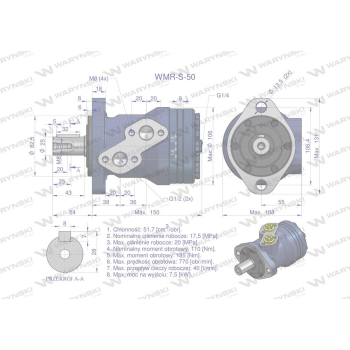 Silnik hydrauliczny orbitalny wzmacniany WMR-S 50 cm3/obr (175 bar / max.220 bar) Waryński-102848
