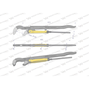 Szczypce nastawne szwedzkie do rur szczęki typ S o rozstawie max 103mm długość 652mm Waryński-104140