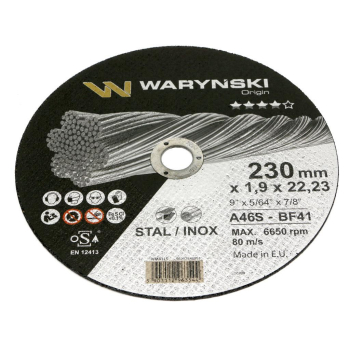 Tarcza do cięcia metalu 230 x1.9 x22.23 mm Waryński-104245