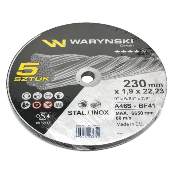 Tarcza do cięcia metalu 230 x1.9 x22.23 mm Waryński-104246
