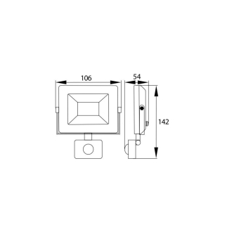 Naświetlacz, Lampa LED SMD 230V 10W 4000K 800LM IP65 CZARNY Z CZUJNIKIEM RUCHU-104291