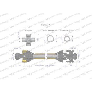 Wał przegubowo-teleskopowy 660-800mm 970Nm sprzęgło cierne 1700Nm CE 2020 seria 7R WARYŃSKI-104337
