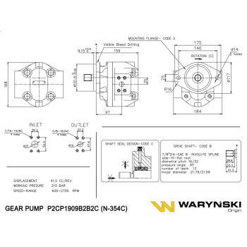 Pompa hydrauliczna N-354C P2CP1909B2B2C JCB 410, JCB 412, JCB 415, JCB 423 Waryński-10438