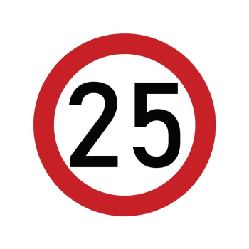 Naklejka laminowana limit prędkości 25 km/h- czerwona obwódka