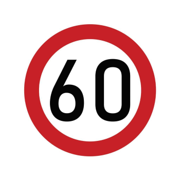 Naklejka laminowana limit prędkości 60 km/h- czerwona obwódka