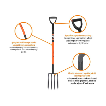 Widły ogrodowe na metalowym trzonku / TEGER-104657