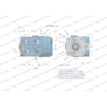 Orbitrol hydrauliczny W-ORBS 125 cm3/obr z zaworami (System Open Center - bez obciążenia) Waryński-104678
