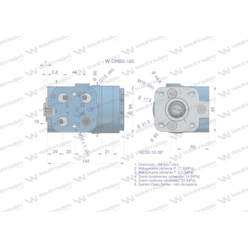 Orbitrol hydrauliczny W-ORBS 160 cm3/obr z zaworami (System Open Center - bez obciążenia) Waryński-104683