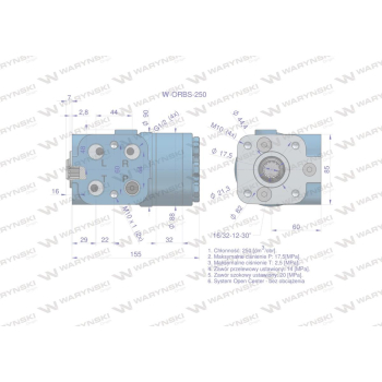 Orbitrol hydrauliczny W-ORBS 250 cm3/obr z zaworami (System Open Center - bez obciążenia) Waryński-104693