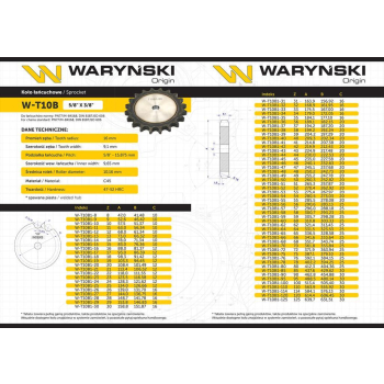 Koło zębate hartowane tarcza 10B-1 (R1 5/8) Z-14 Waryński-104781