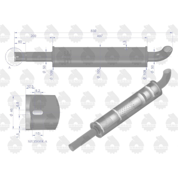 Tłumik okrągły krótki 830mm 4.1kg C-330  EMALIA ORYGINAŁ URSUS-105112
