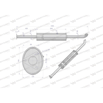 Tłumik prosty długi 1550mm 8kg C-385 INOX WARYŃSKI-105137