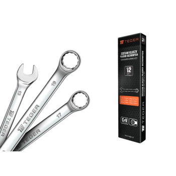 Zestaw kluczy płasko-oczkowych, 7-19 mm, 12 szt, Teger-105513