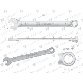 Klucz płasko-oczkowy 7 mm / TEGER-105528