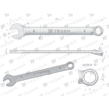 Klucz płasko-oczkowy 8 mm / TEGER-105531