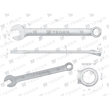 Klucz płasko-oczkowy 10 mm / TEGER-105537
