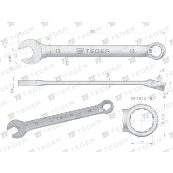 Klucz płasko-oczkowy 13 mm / TEGER-105546