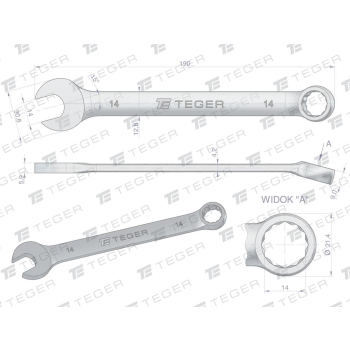 Klucz płasko-oczkowy 14 mm / TEGER-105549