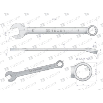 Klucz płasko-oczkowy 17 mm / TEGER-105558