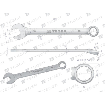 Klucz płasko-oczkowy 18 mm / TEGER-105561