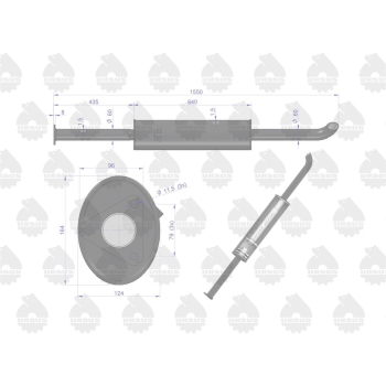 Tłumik prosty długi 1550mm 8kg C-385 EMALIA ORYGINAŁ URSUS-105627