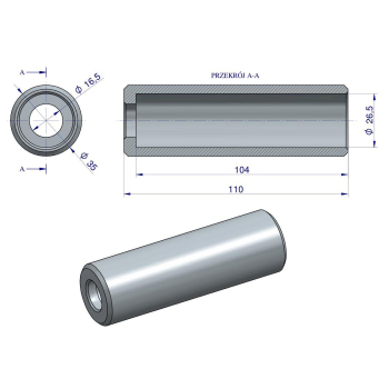Tuleja zęba toczonego do regeneracji wideł do obornika 110mm TUR-10590