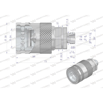 Szybkozłącze hydrauliczne gniazdo M14x1.5 gwint zewnętrzny EURO PUSH-PULL  (ISO 7241-A) z eliminatorem ciśnienia War