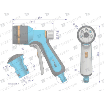 Pistolet natryskowy - 7 funkcji. przedni spust / TEGER-106113