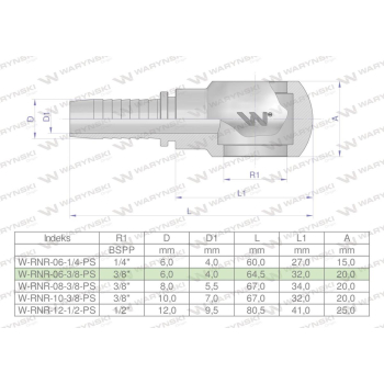 Zakucie hydrauliczne oczkowe RNR DN06 3/8