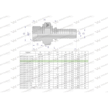 Zakucie hydrauliczne AGR DN06 3/8