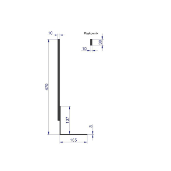 Nóż kątowy pielnika prawy z trzonem 140 kpl. pielnik-10647